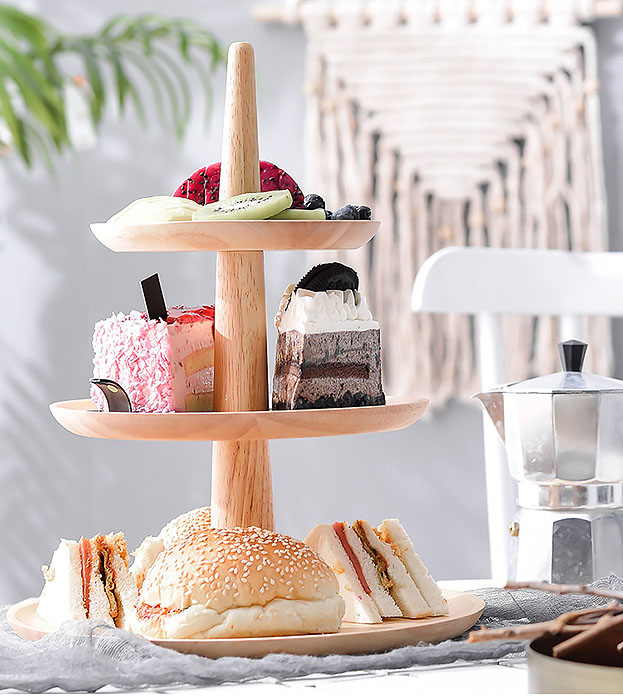 Kệ đựng bánh kẹo 3 tầng bằng gỗ SM110 cho tiệc buffet trà đạo