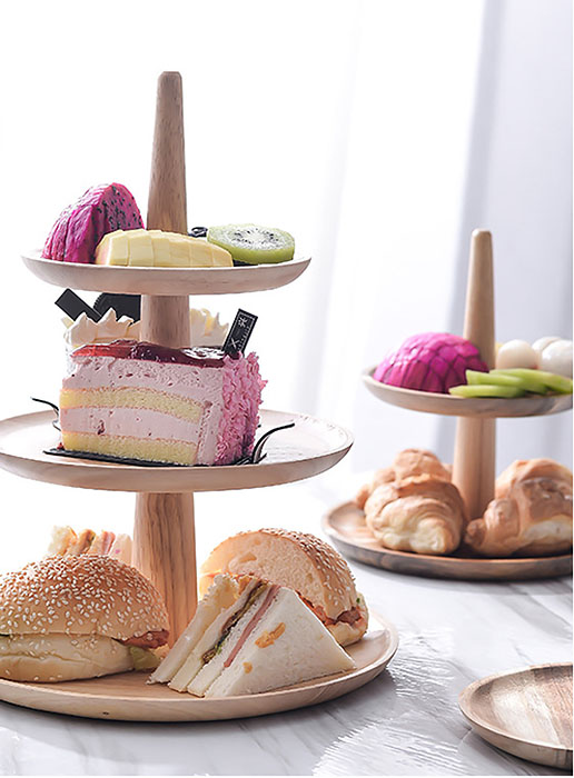 Kệ đựng bánh kẹo 3 tầng bằng gỗ SM110 cho tiệc buffet trà đạo