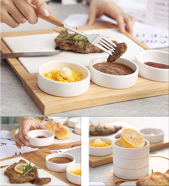 Bộ khay dĩa kèm chén gia vị gốm sứ OneName ON007.