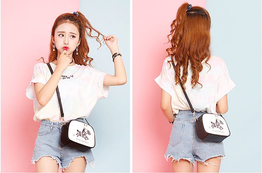 Túi đeo chéo chất PU không thấm nước họa tiết xinh xắn đáng yêu B0501.