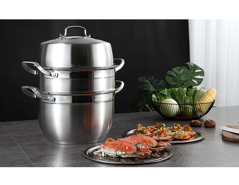 Xửng hấp thức ăn 2 tầng inox 304 Vandhome A070200, đáy từ.