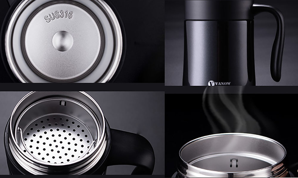 Ly giữ nhiệt 420ml Vanow VO3165, chất liệu inox 316.