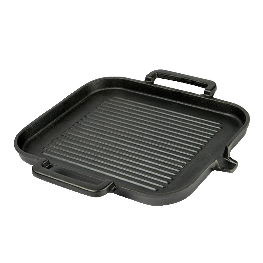 Chảo gang nướng beefsteak nướng cá đáy vân nổi size 25x30 SKP3025