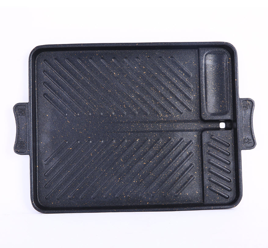 Vỉ nướng thịt 33x26cm nhôm đúc phủ đá Maifan có rãnh thoát dầu VN02