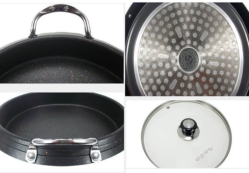 Nồi lẩu Hàn Quốc size 26-28cm hợp kim nhôm phủ đá maifan YS011