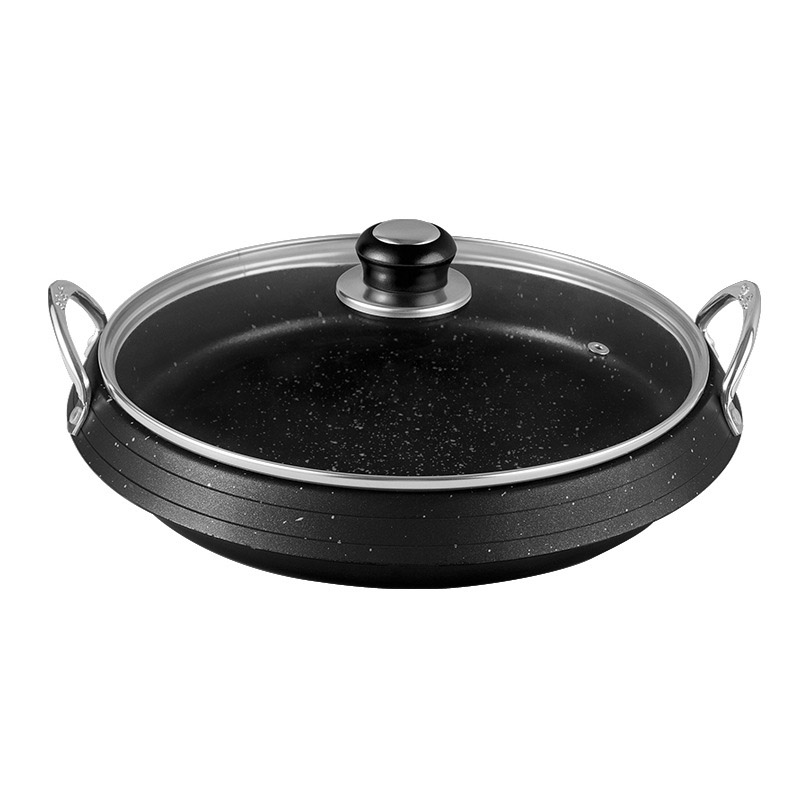 Nồi lẩu Hàn Quốc size 26-28cm hợp kim nhôm phủ đá maifan YS011