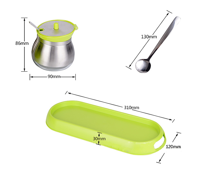 Bộ 3 hũ đựng gia vị inox 304, thủy tinh, nhựa PP HFTLG01.