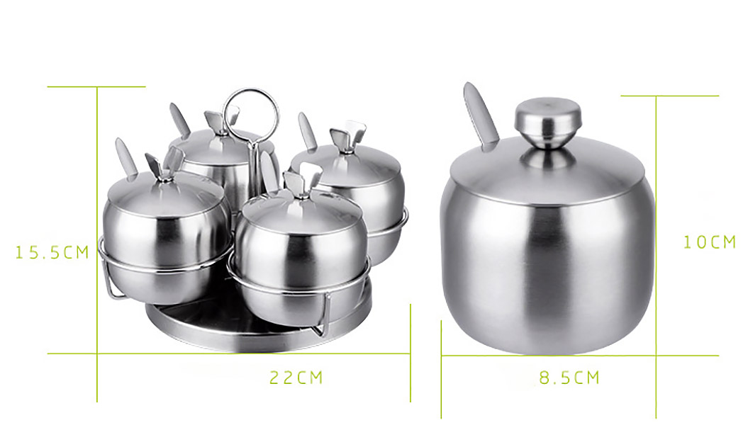Bộ hũ đựng gia vị 3-4 ngăn đế xoay inox 304 OEM A02
