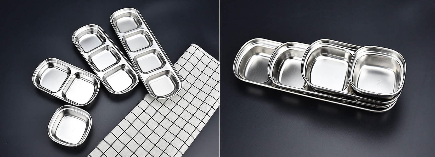 Khay đựng nước chấm nước sốt gia vị 1-4 ngăn inox 304 HX33