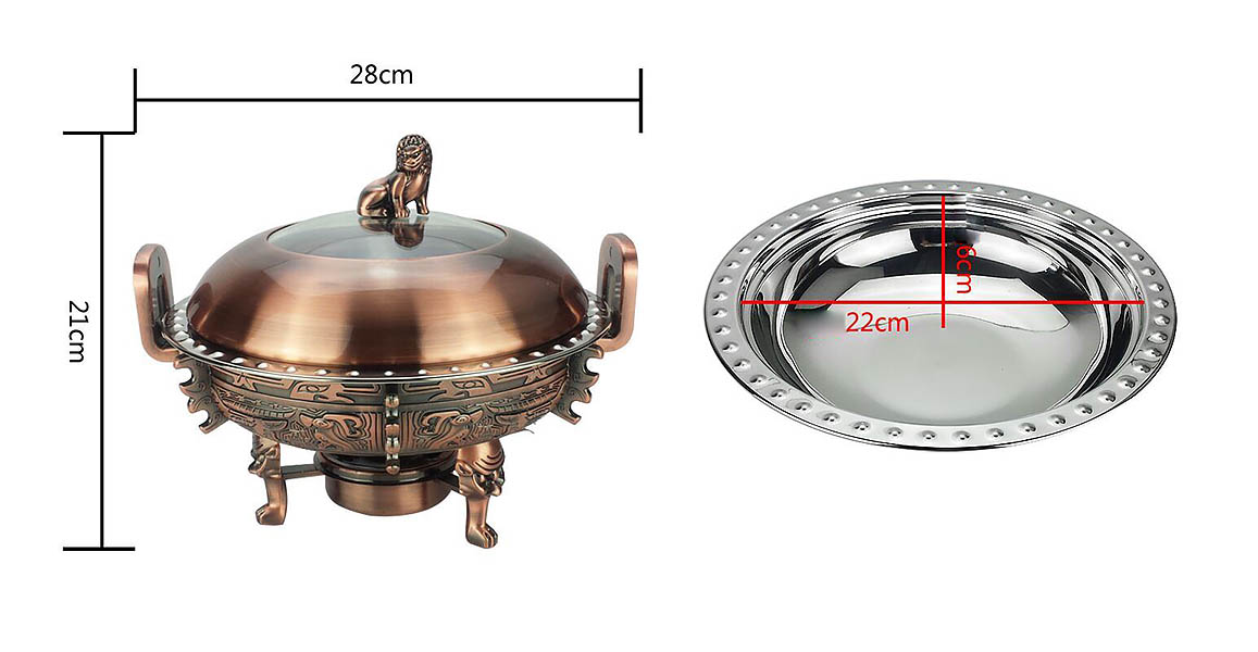 Bộ nồi lẩu inox cổ điển dùng cồn hoa văn 3D Zetai ZZD088