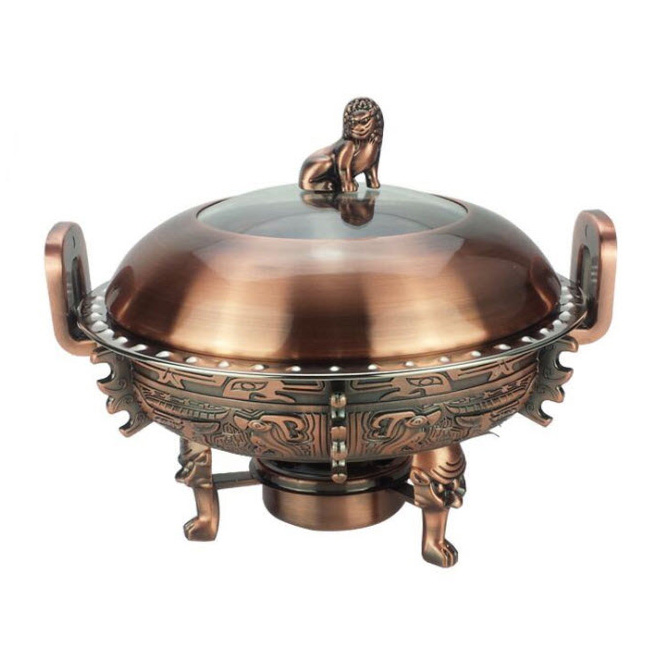 Bộ nồi lẩu inox cổ điển dùng cồn hoa văn 3D Zetai ZZD088