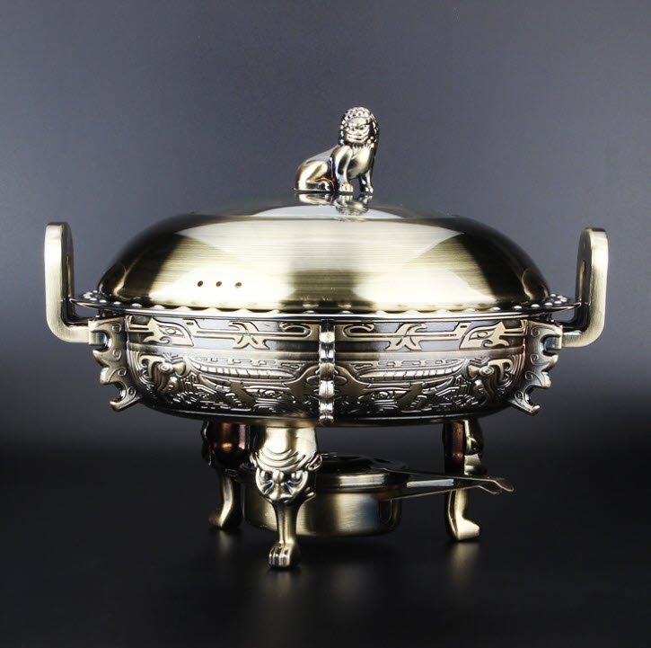 Bộ nồi lẩu inox cổ điển dùng cồn hoa văn 3D Zetai ZZD088
