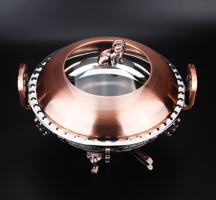 Bộ nồi lẩu inox cổ điển dùng cồn hoa văn 3D Zetai ZZD088