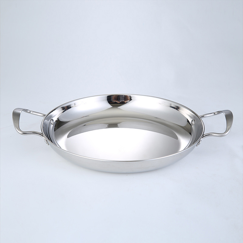 Chảo inox đáy bằng 2 quai Leershun XLX01