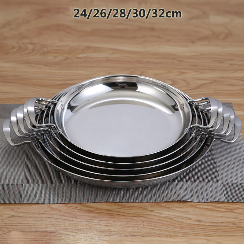 Chảo inox đáy bằng 2 quai Leershun XLX01