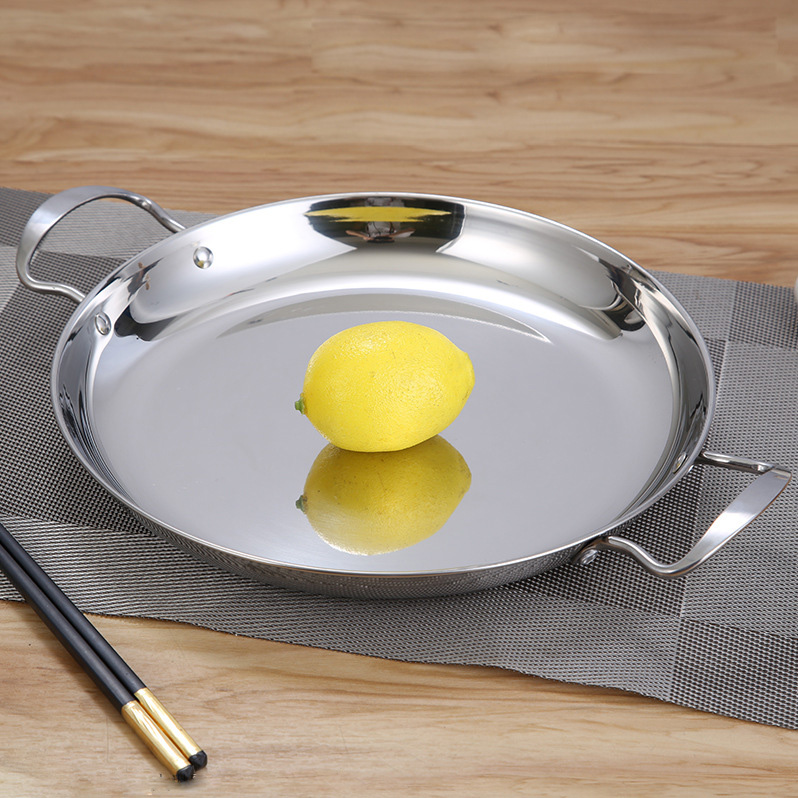 Chảo inox đáy bằng 2 quai Leershun XLX01