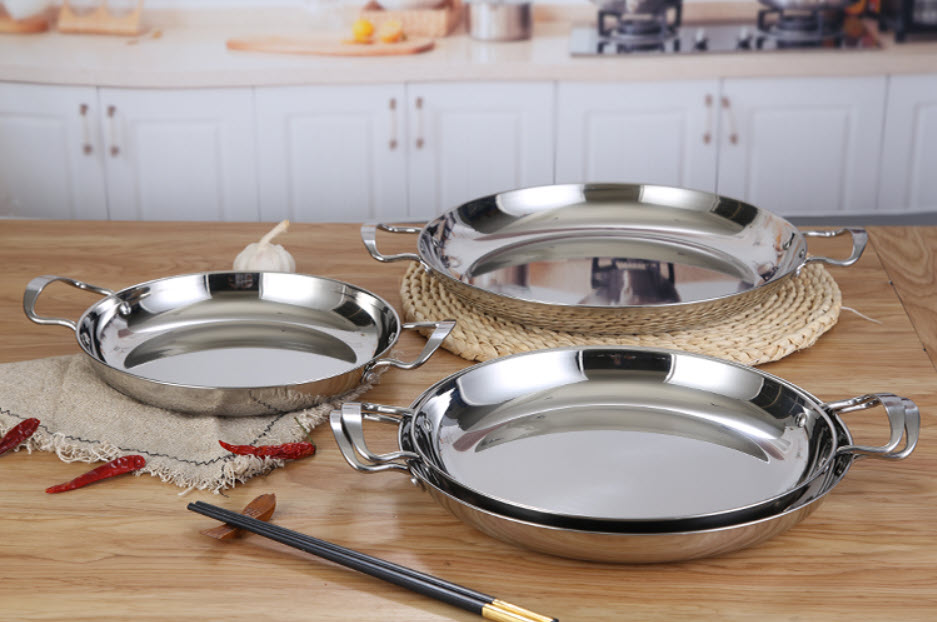 Chảo inox đáy bằng 2 quai Leershun XLX01