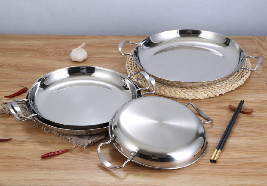Chảo inox đáy bằng 2 quai Leershun XLX01