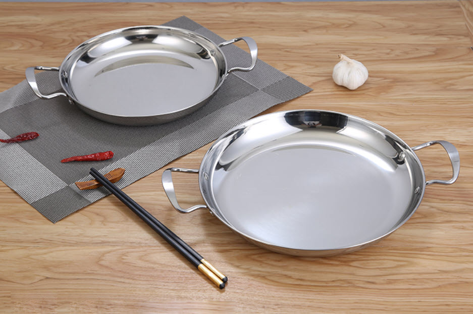 Chảo inox đáy bằng 2 quai Leershun XLX01