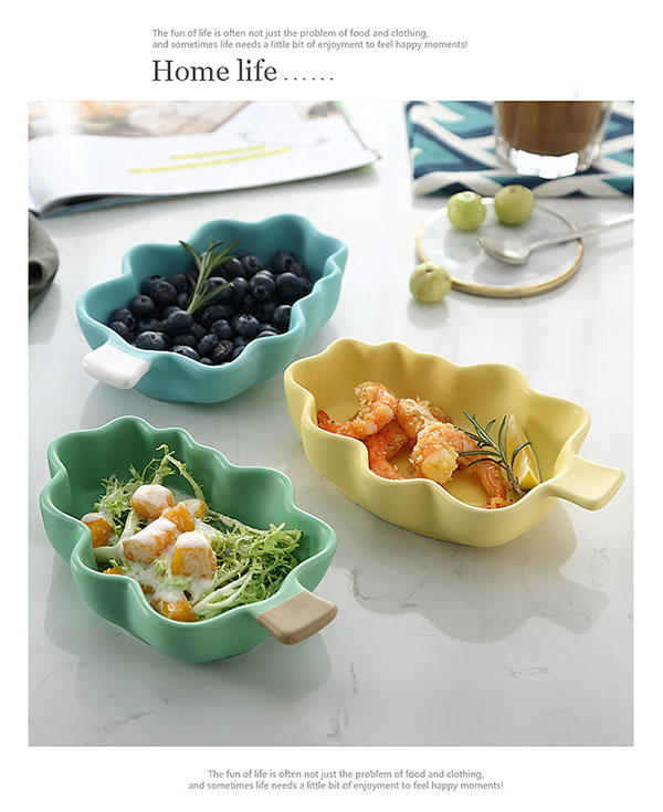 Khay dĩa sứ ceramic hình cây lá Ximi XM010.