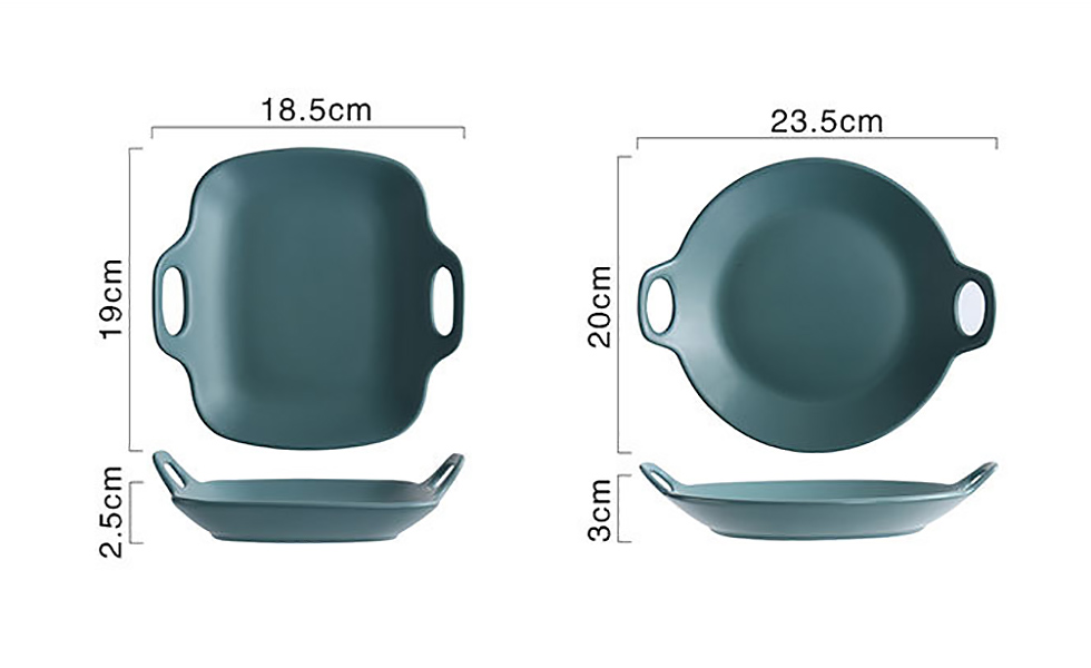 Dĩa sứ chữ nhật tròn 2 quai 20cm Keyston KT002.