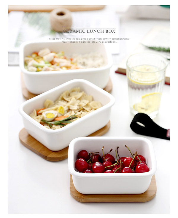 Hộp đựng thức ăn sứ porcelain nắp gỗ Ximi XM003