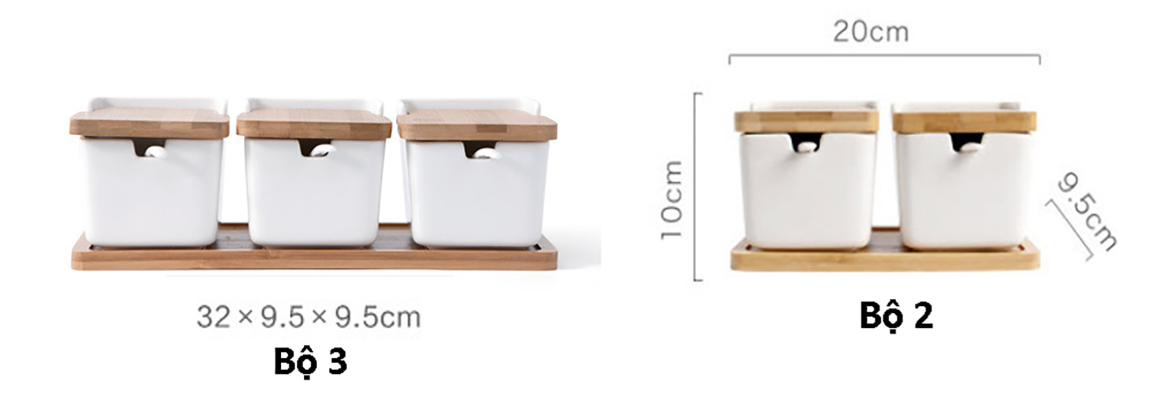 Bộ gia vị 3 ngăn sứ ceramic Ximi XM008.