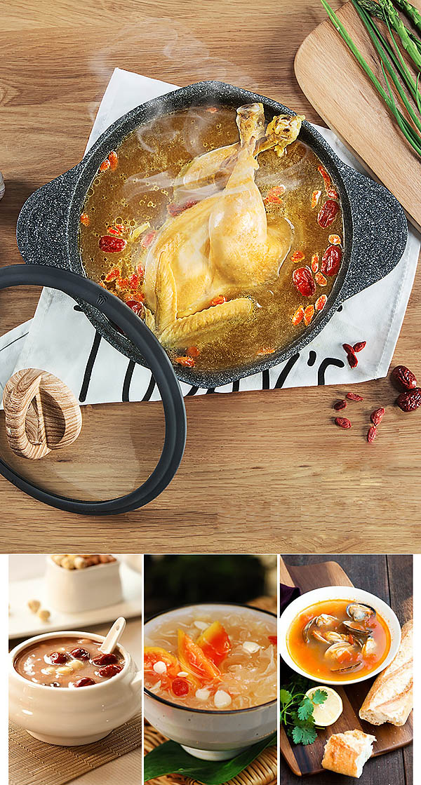 Nồi lẩu nhôm chống dính quai cầm nắp kiếng Jeetee JT24N.