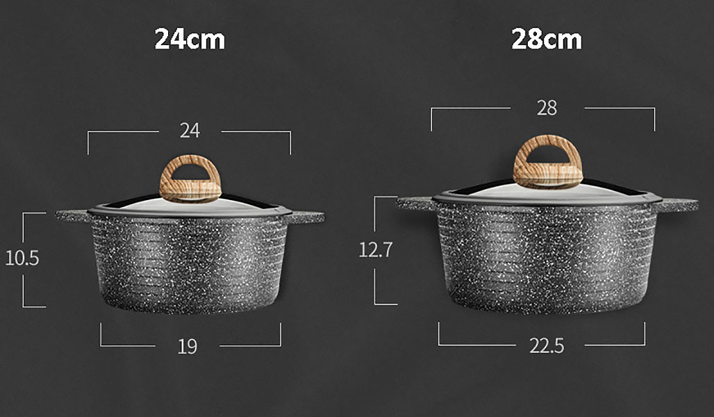 Nồi lẩu nhôm chống dính quai cầm nắp kiếng Jeetee JT24N.