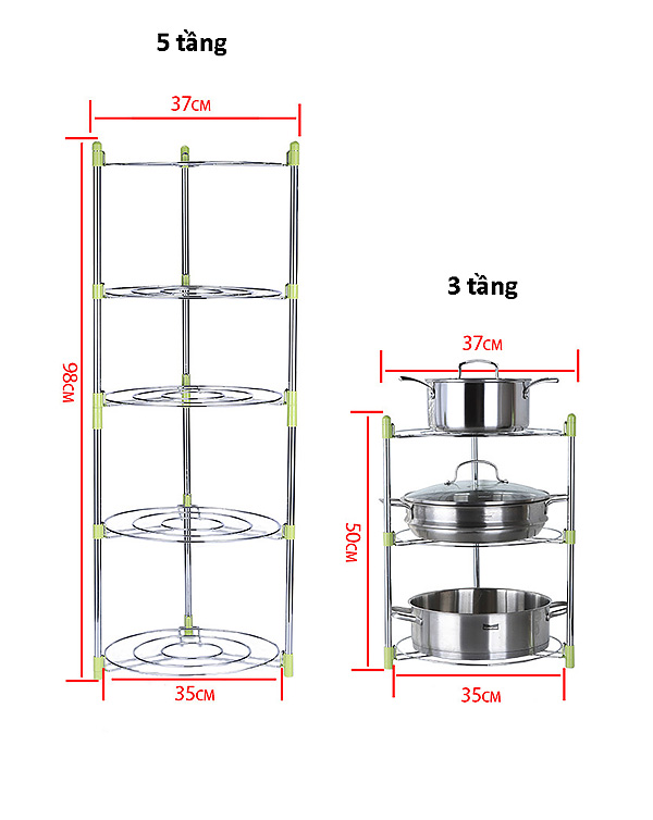 Kệ để nồi chảo inox nhiều tầng Venture VT001.