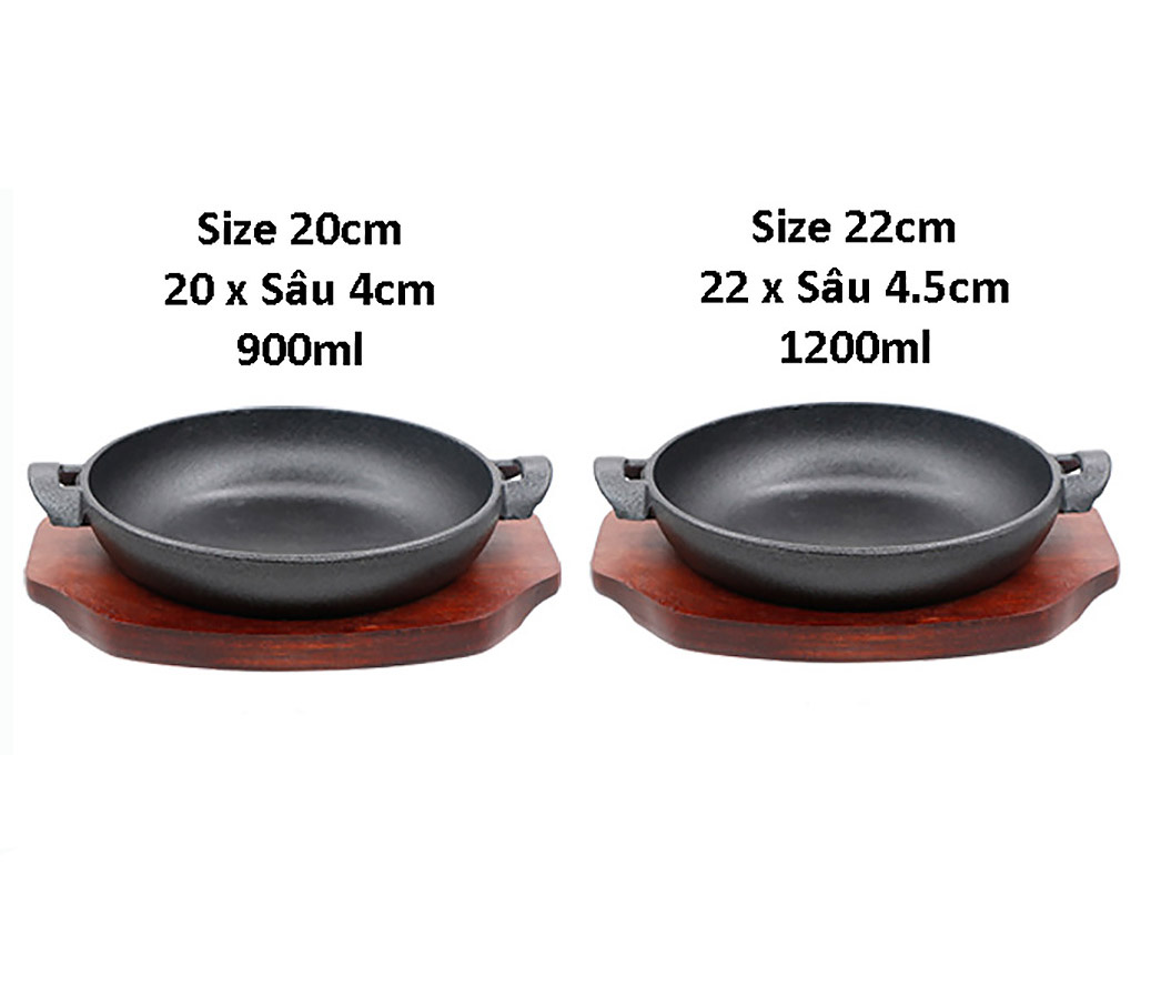 Chảo gang đựng tháp sườn cay, cơm chiên, cà ri, lagu size 20-22cm OEM SL2036