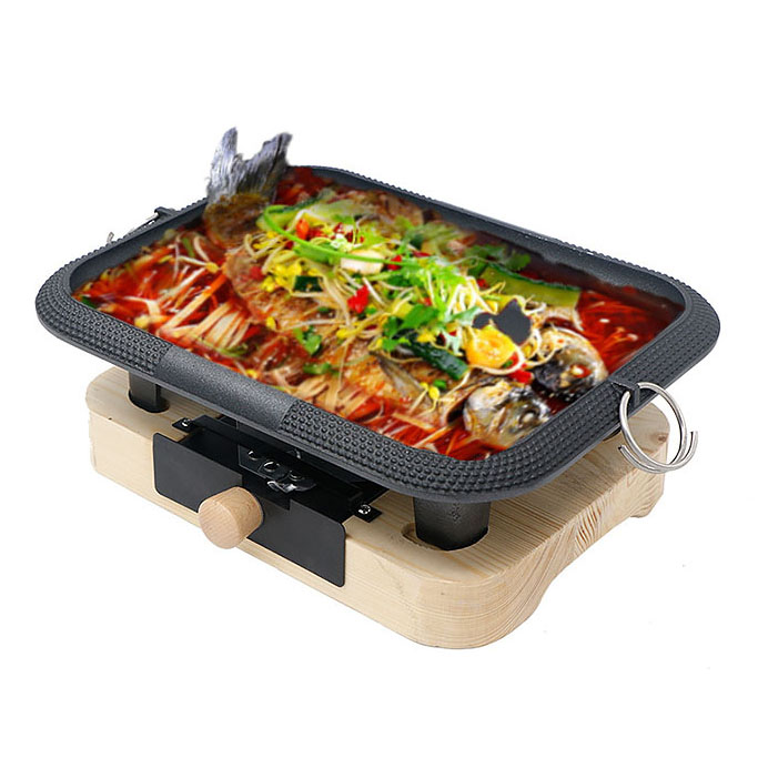 Khay hấp cá hâm nóng hải sản kèm bếp cồn hâm nóng thức ăn buffet SLV001