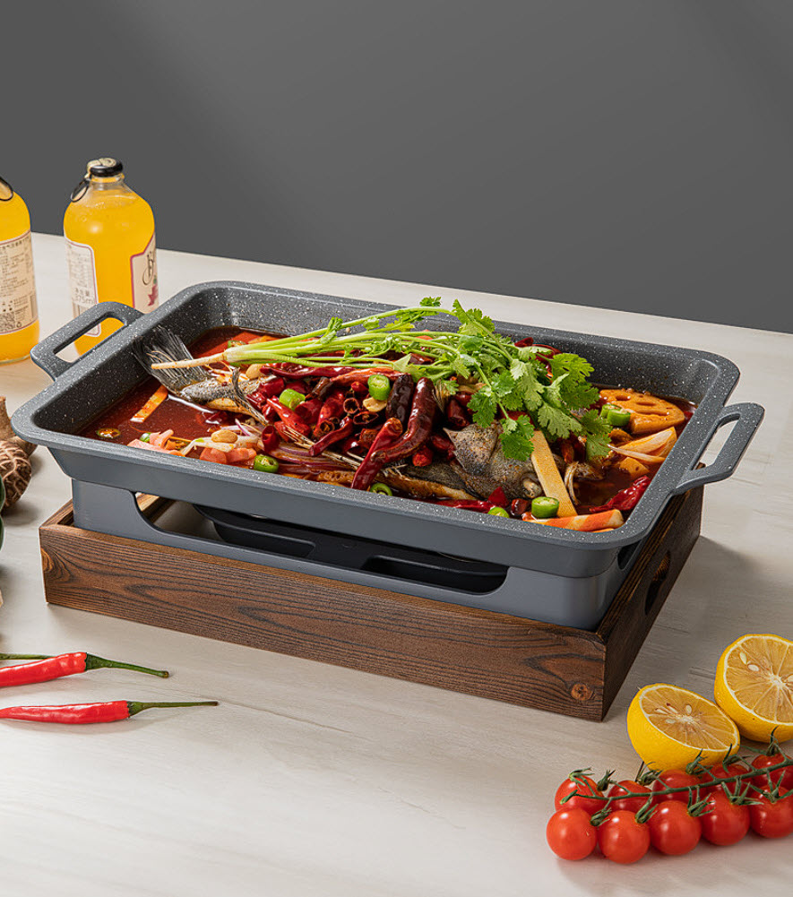 Khay hấp cá kèm bếp cồn hâm nóng hải sản các món ăn buffet SL66157