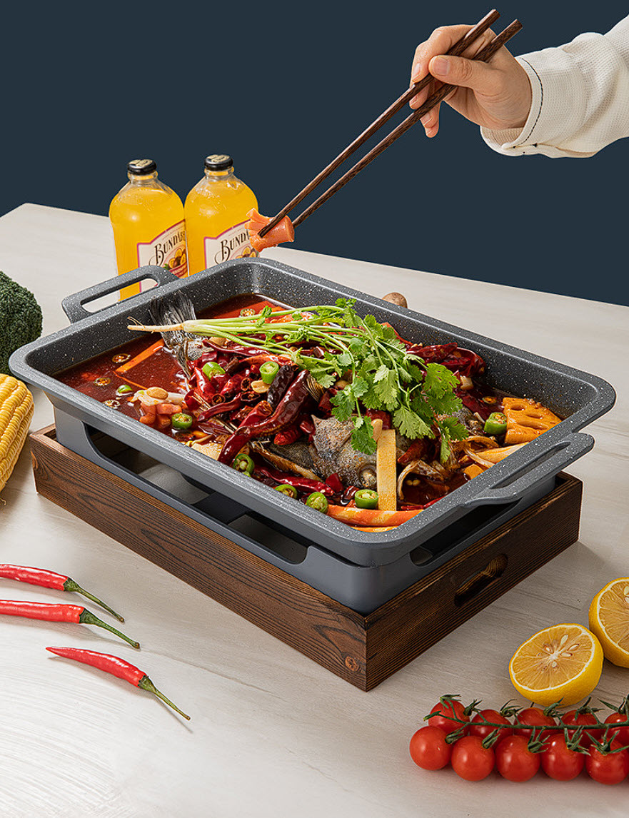 Khay hấp cá kèm bếp cồn hâm nóng hải sản các món ăn buffet SL66157