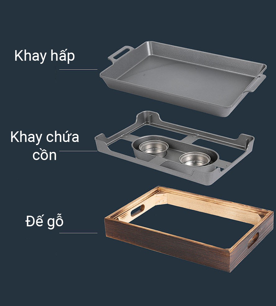 Khay hấp cá kèm bếp cồn hâm nóng hải sản các món ăn buffet SL66157
