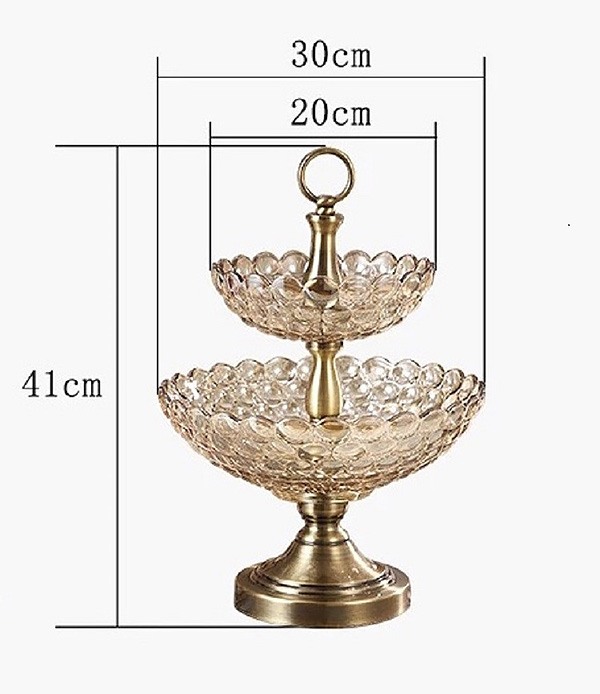 Kệ đựng bánh kẹo trái cây buffet 2 tầng thủy tinh NW003