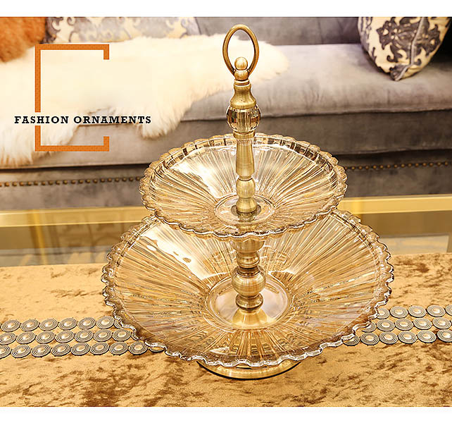 Kệ đựng bánh kẹo trái cây buffet 2 tầng thủy tinh NW101