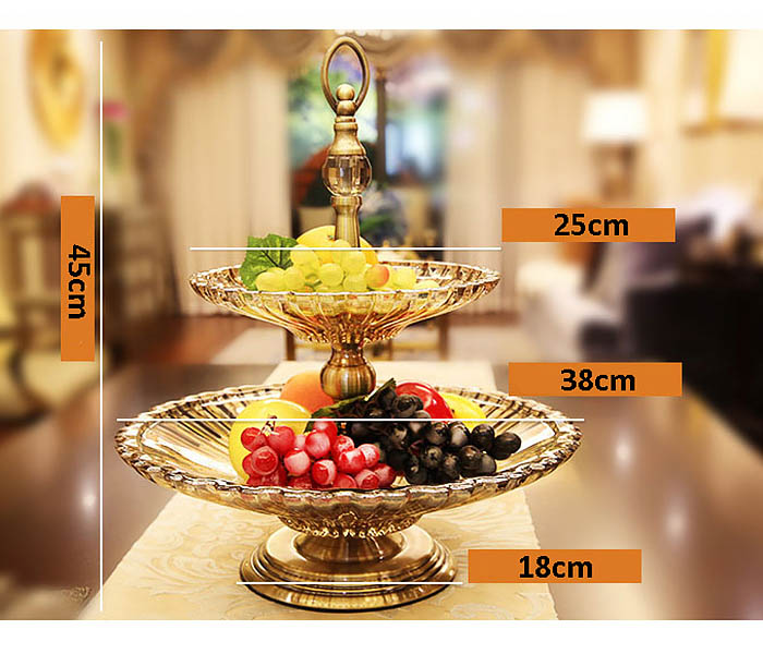Kệ đựng bánh kẹo trái cây buffet 2 tầng thủy tinh NW101