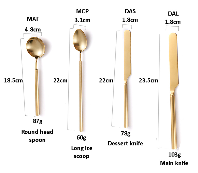 Bộ dao muỗng nĩa inox 304 mạ vàng Leon Y430.