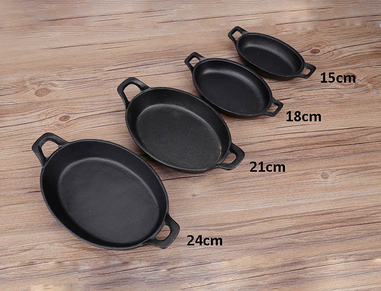 Chảo gang oval 2 quai Jinghui JHTYJP nhiều size