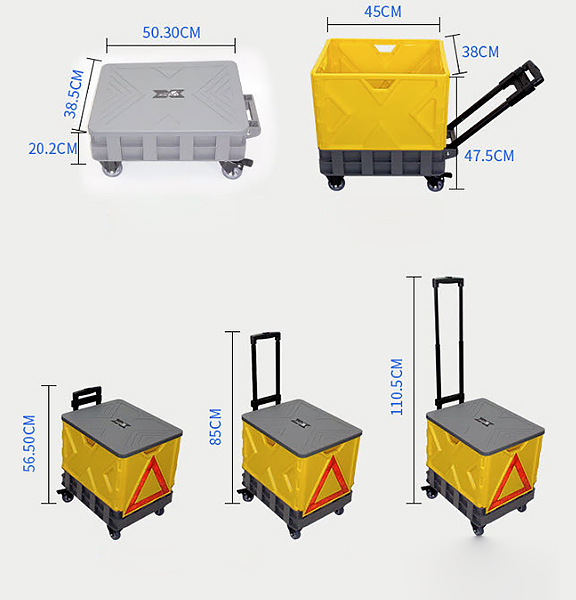 Xe kéo hàng hình hộp vuông có nắp đậy  LeHui TC07