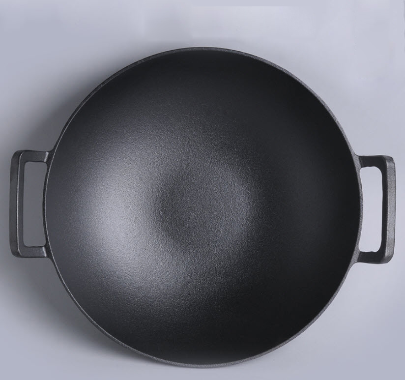 Chảo gang bầu 2 quai không chống dính 32-36cm OEM CO008