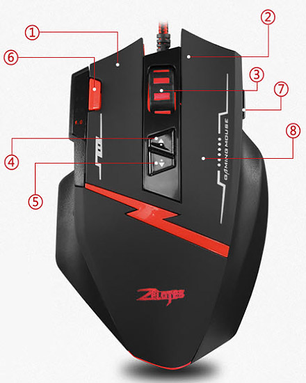 Chuột chơi game 8 nút bấm 2500DPI Zelotes C8