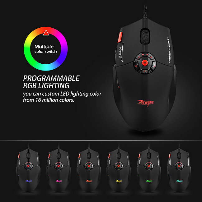 Chuột chơi game 12 nút bấm led 16 triệu màu Zelotes C16  