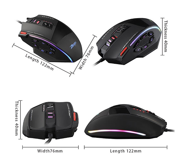 Chuột laser chơi game 13 nút led RGB 10000DPI Zeletos C13A