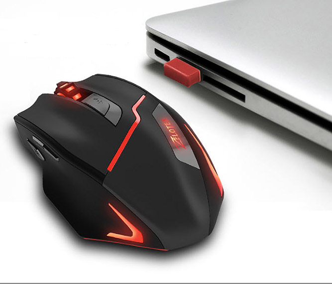 Chuột không dây chơi game dùng pin sạc led 7 màu Zelotes F18