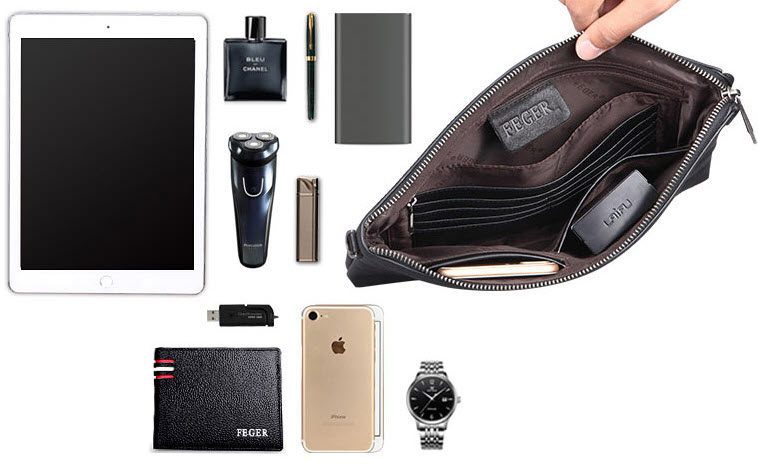Bóp ví nam men wallet cầm tay da bò Feger FG06162