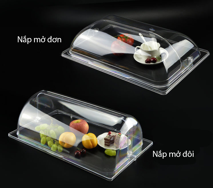 Nắp đậy khay GN buffet 1/1 và 1/2 dạng lật chất liêu acrylic 88189L