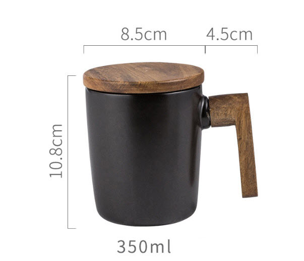 Ly cà phê, uống nước, trà sữa nóng gốm sứ quai gỗ nắp gỗ SMC021