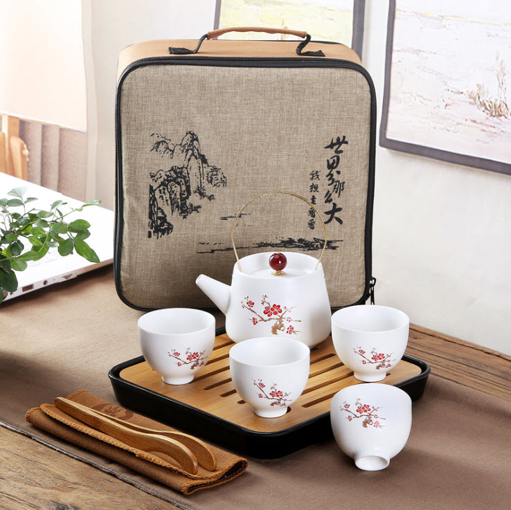 Bộ ấm trà kèm khay bằng sứ Spirit SPR002